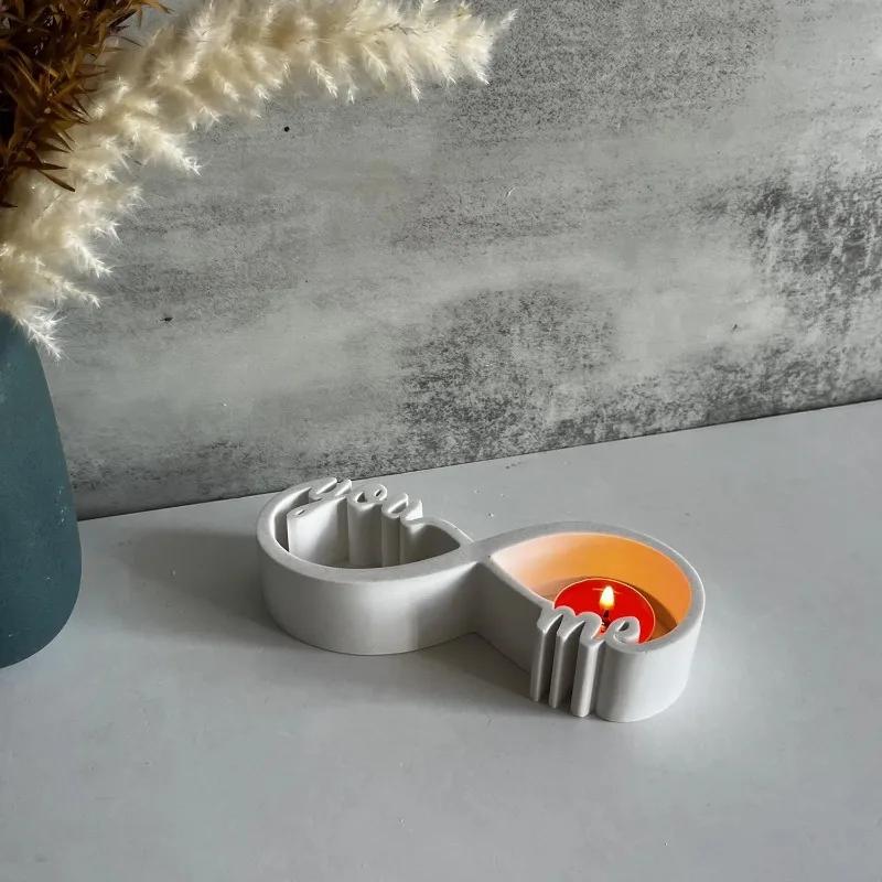 Seneste Modeller Evig Kærlighed Lysestage Beton Cement Forme Dig og Mig Pynt Aromaterapi Gips Støbeform Lysestage