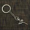 Fashion 30mm Key Ring Metal Key Chain Keychain Jewelry Antique Silver Color Plated Ballet Dancer 51x20mm Pendant