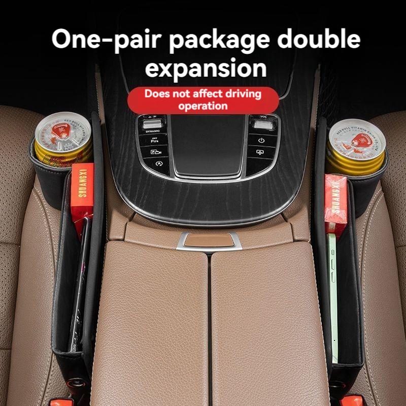 Leather Car Seat Gap Organizer Crevice Side Storage Box Filler Side Storage Pocket With Cup Holder For Ssangyong Car