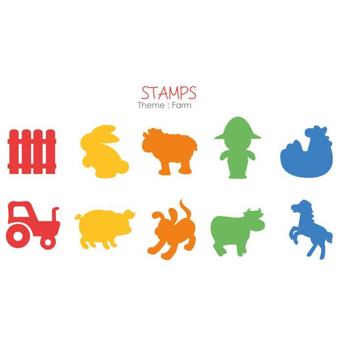 Gros tampon pour enfant A la ferme 10 pièces