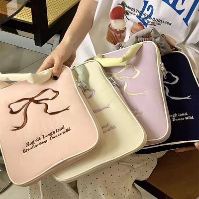 Sevimli İşlemeli Fiyonklu Dizüstü Bilgisayar Kılıfı El Çantaları Macbook Air Pro 11 13 14 15.6 İnç Kapak Ipad Pro 11 12.9 2024 Tablet Kılıfı