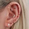 Hot Selling Titanium Alloy Cross-Border Earrings Women's Fashion Small Daisy Zircon Lip Nail Piercing Jewelry