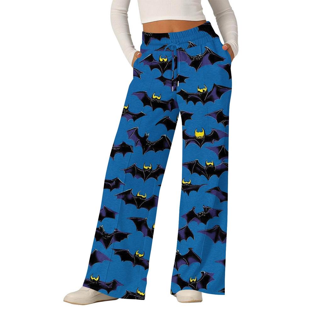 Women's Halloween Printed Fashionable Loose Casual Wide Leg Pants