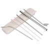 Portable 304 Stainless Steel Drinking Straws Spoon Set Reusable Cocktail Drinking Straws with 2