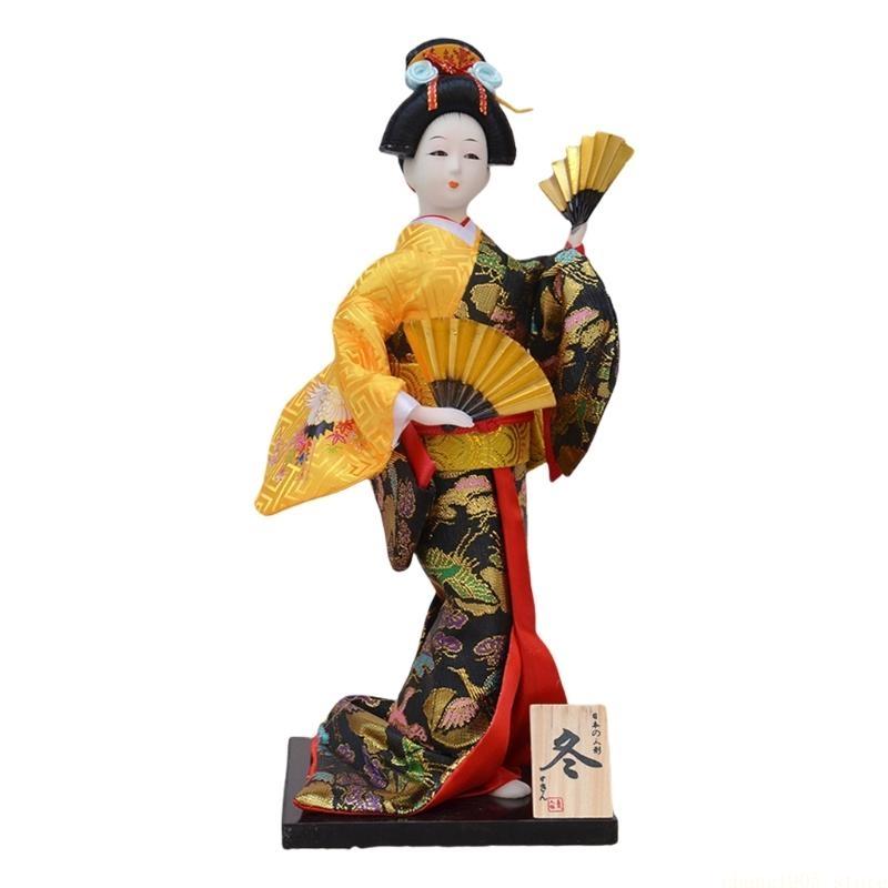 QX2E 30cm Handgefertigte Japanische Geisha Kimono Puppen Figurinen Präsentieren Traditionelle Kultur für Heimdekoration Sammler