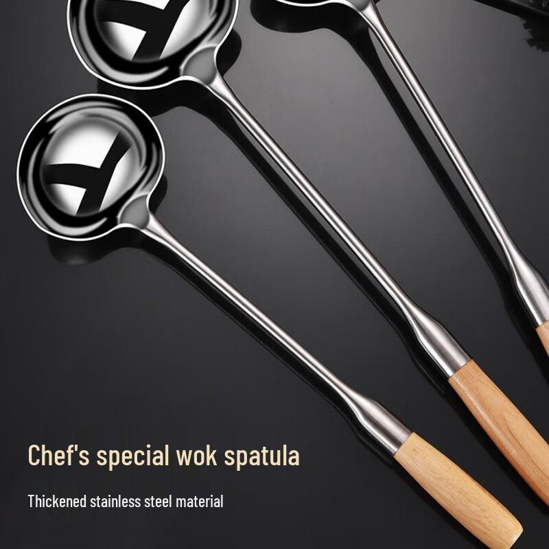 Diren Stainless Steel Commercial Chef's Wok Spatula & Soup Ladle