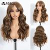 20 Inch 6X4 Synthetic Lace Front Wig Highlight Ash Blonde Brown Body Wave Natural Hairline Heat Resistant For Brazilian Women