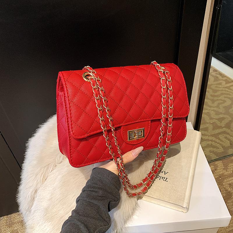 New High-end Bag, Caviar Rhombus Chain Bag, Versatile Single Shoulder Trendy Women's Bag