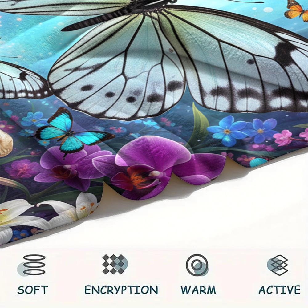 1 Stück 3D-Schmetterlingsdruck Flanelldecke, Hohe Qualität für alle Jahreszeiten, Heimdekoration, Wärme und Komfort, Perfekt für Weihnachtsgeschenke