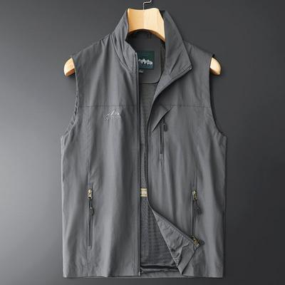 Chaleco fino sin mangas de talla grande para hombre, chaqueta con cuello alto, informal, para primavera y verano