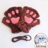 Adorable Cat Paw Print Mittens Women Winter Warm Gloves Thermal Insulated Half Finger Claw Design Outdoor Winter Accessories