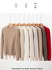 Women's 100% Pure Cashmere Sweater - Thickened, Half-High Neck, Rolled Hem, Solid Color, Loose Knit for Autumn and Winter.