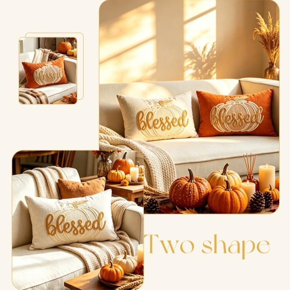 Chenille Throw Pillow Covers Maple Leaves Halloween Pillowcase Pillow Protectors Seasonal Decor