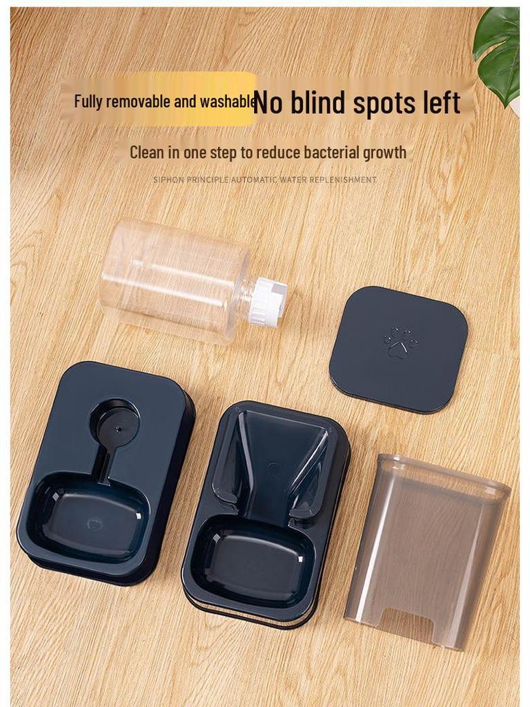 Automatischer Trinkbrunnen für Katzen und Hunde mit Doppelnapf-Futterspender