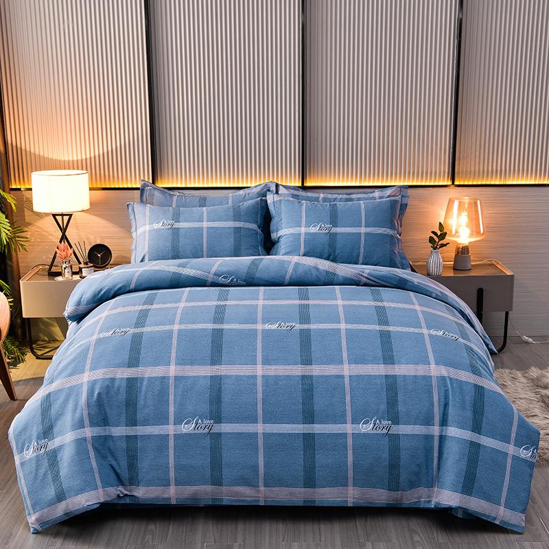 Thickened Cotton Four-piece Set, Pure Cotton Bed Sheet Quilt Cover, Dormitory Three-piece Set, Bedding