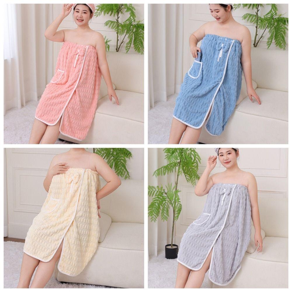 Home Pajamas Soft Lady Bathrobe with Pockets Thicken Warm Velvet Bath Skirt Beach Towel Bathroom Supplies Bow Spa Bathrobes Girl
