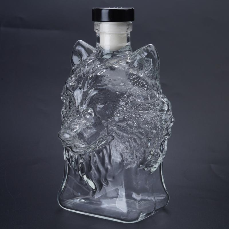 Artistic Wolf Head Decanter High Borosilicate Glass Wine Bottle Bourbon Dispenser For Gift And Collectors Home Bar