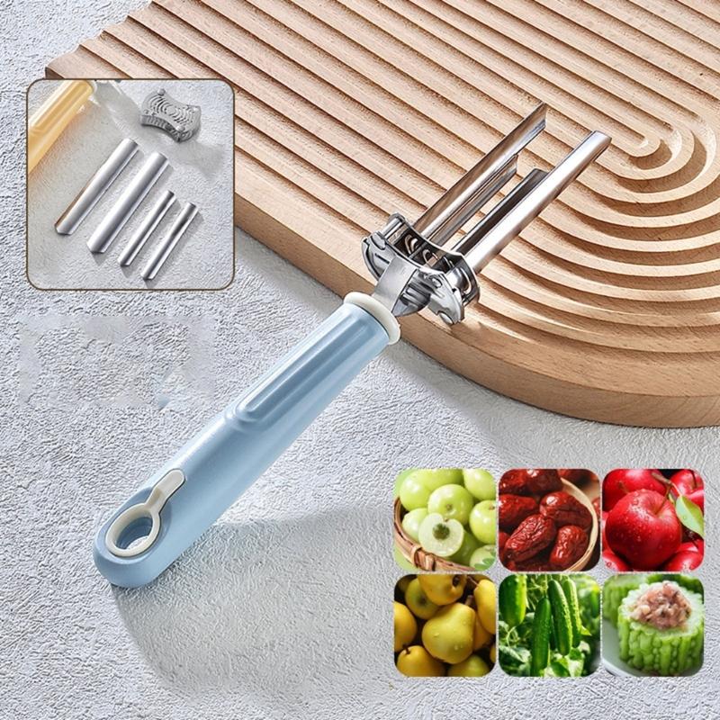 Vegetable Cores Remover Tool Adjustable Diameter For Apples Peppers Stainless Steel Blade Kitchen Gadget