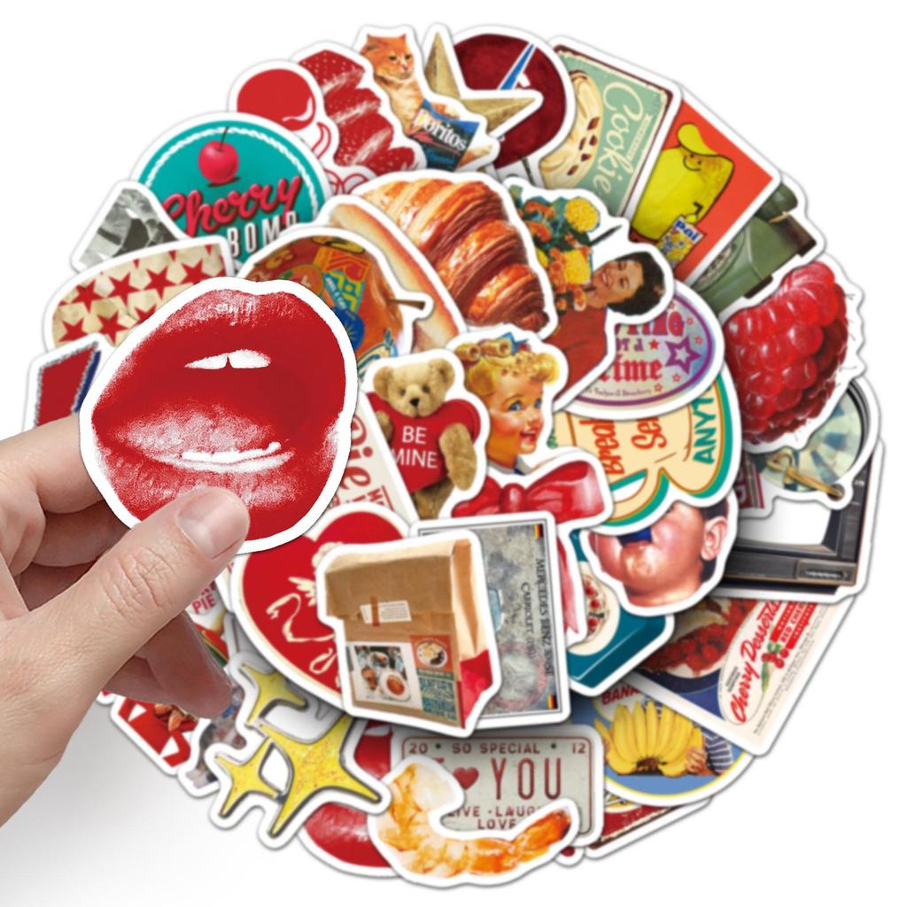 50PCS Trendy Retro American Stickers: Cool, Waterproof Decals for Phone Cases, Laptops, Journals, and Motorcycles.