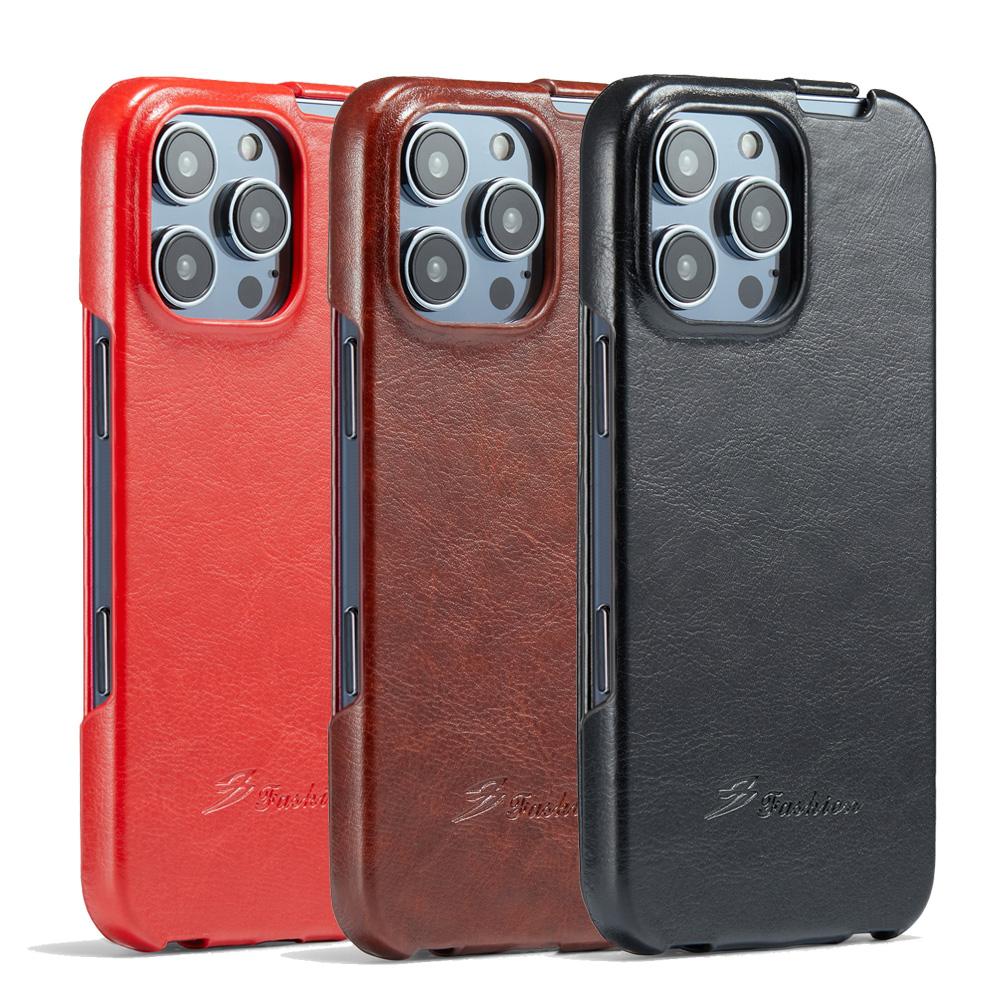 Retro Leather Phone Case iPhone 16 15 14 13 12 11 Pro Max 16Plus 16E Vertical Flip Genuine Leather Hard Back Cover