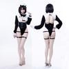 Sexy Open Bra Patent Leather Bodysuit Anime Maid Cosplay Costume Women Sexy Backless Maid Uniform Set Halloween Carnival Clothes