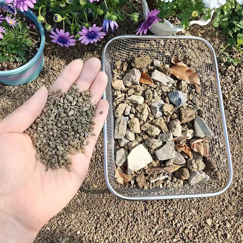 Malla Tamizadora de Suelo de Acero Inoxidable Filtro de Arena y Roca Herramienta de Jardinería Compacta Tamizador de Compost para Mezcla de Suelo