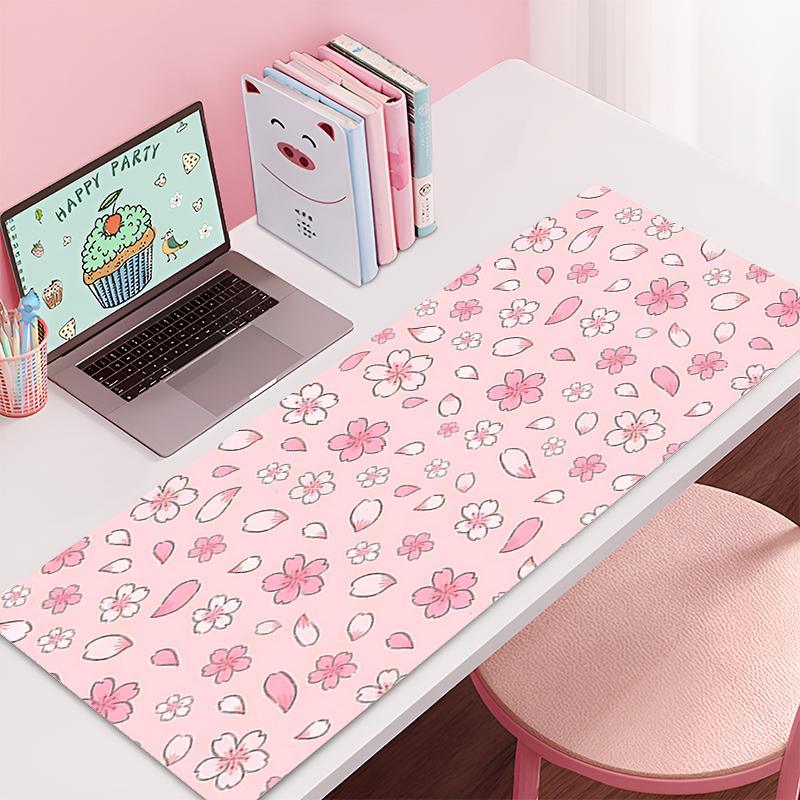 x Mousepad Gamer Office Mat Mouse Pad Gaming Room Accessories Office Desk Mat Cherry Blossom Sakura Pink Art Keyboard Mats