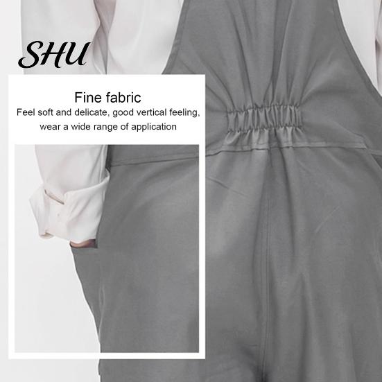Work Jumpsuit Bib Overalls Adjustable Shoulder Straps Pockets Wide Leg Solid Color Coverall Multi-Pocket Uniforms Tool Storage