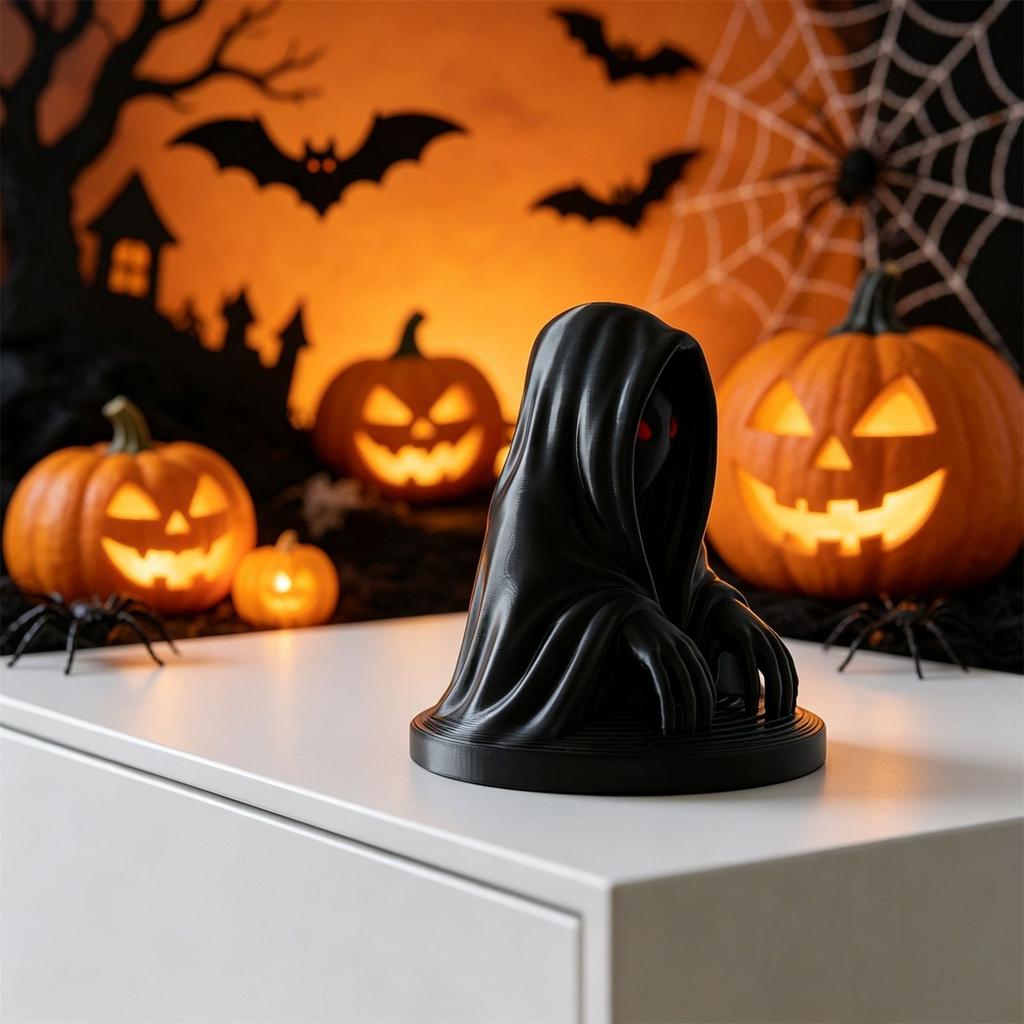 3D Printed Scary Figurine with Glowing Red Eyes for Halloween House Decor