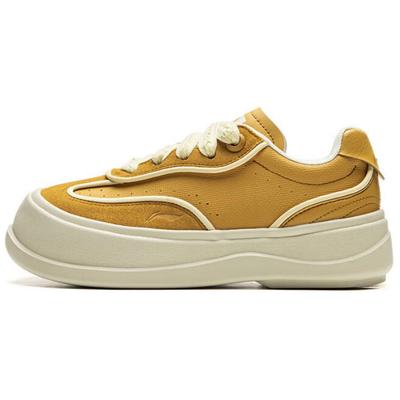 Li Ning Honig Plateau Rutschfest Abriebfest Niedrig geschnittene Freizeitschuhe Damen Gelb AGCU418-2