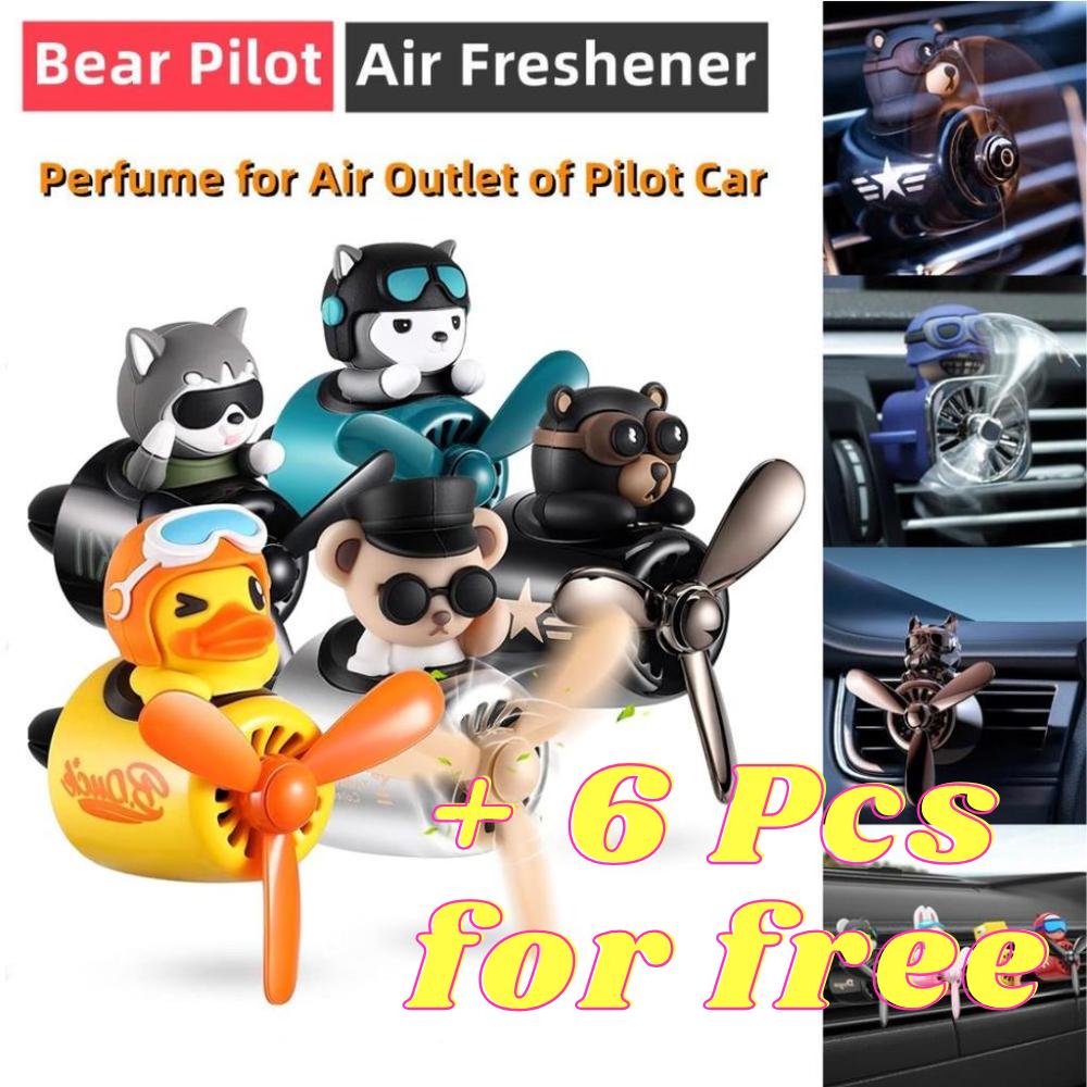 Désodorisant pour voiture Cute Bear Pilot | Diffuseur à hélice rotative | Parfum longue durée