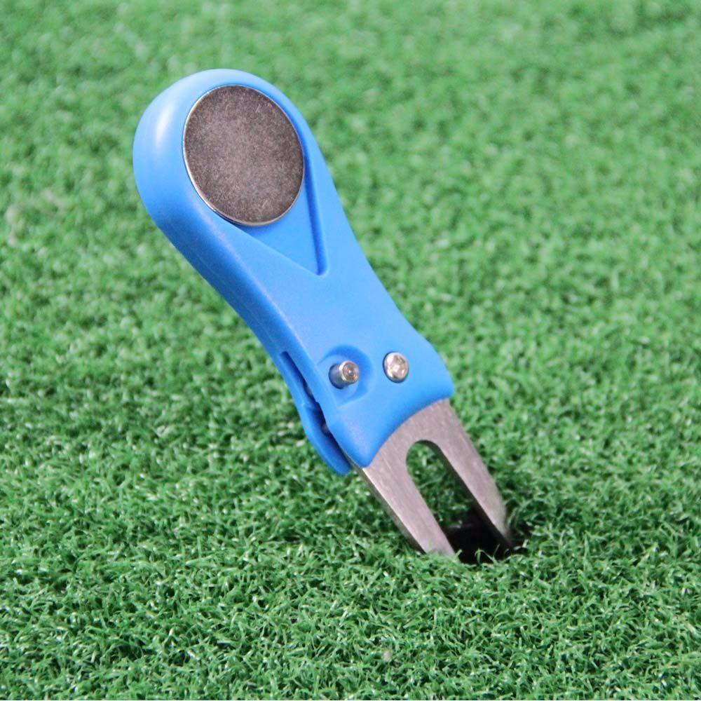 Steel Pop-up Button Golf Divot Repair Tool Groove Cleaner Golf Pitchfork Switchblade Pitch