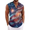 Męska hawajska koszula z klapami zapinana na guziki T-shirt top