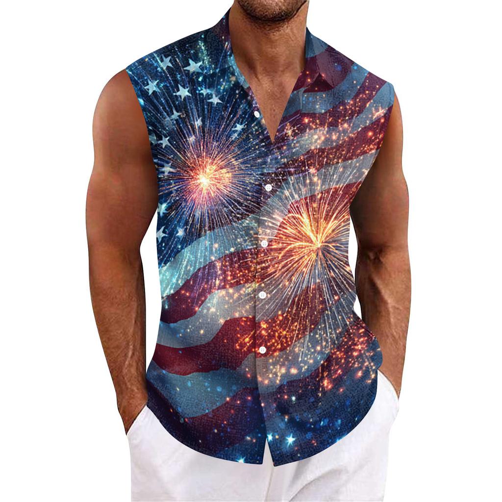 Męska hawajska koszula z klapami zapinana na guziki T-shirt top