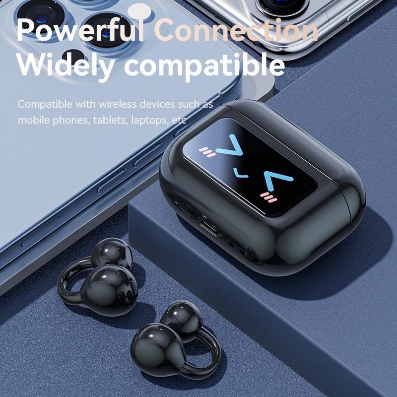 Cross-border AI Wireless Ear Clip Bluetooth Headset with Touch Display and Long Battery Life.