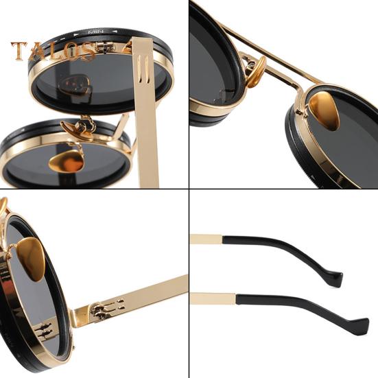 1-9 Växlar Justerbara Nyanser Solglasögon Retro Runda Polariserade Glasögon med ND-filterlinser för Män Fiske Körning Strand Skuggig