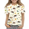 Kids Animal Print Crew Neck Short Sleeve Casual Loose Fit T Shirt Top Soft Comfortable Fabric Suitable for Everyday Wear