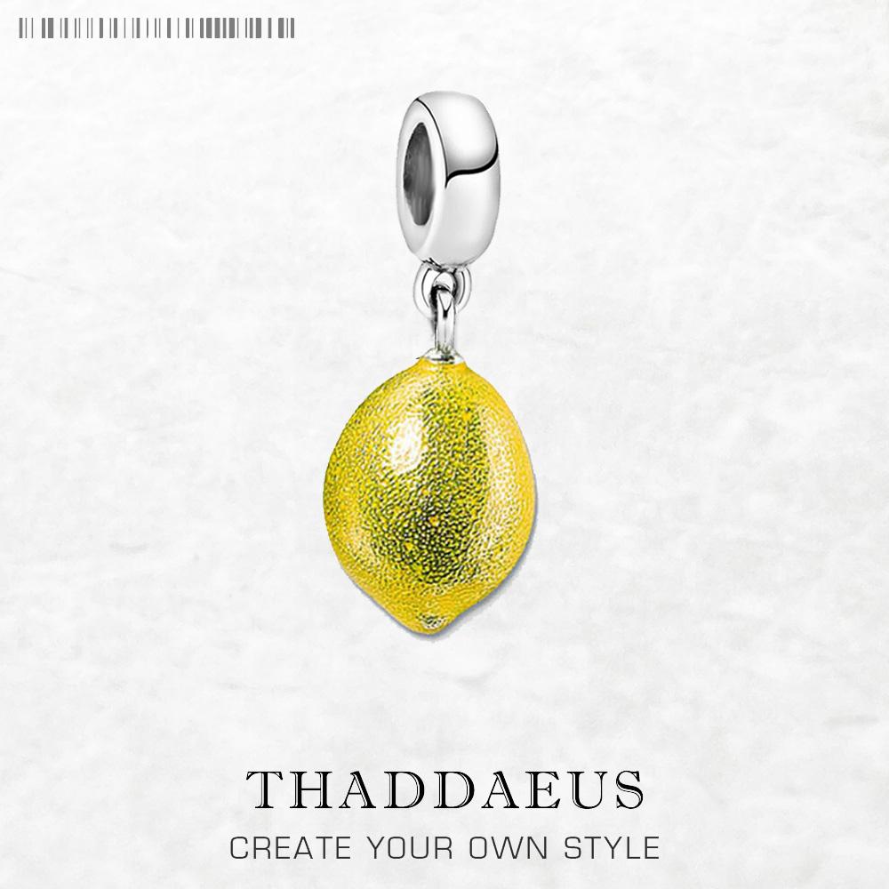 

Yellow Lemon Dangle Charms Pendant Europe Fine Jewelry Women Men Cute Gift In 925 Silver