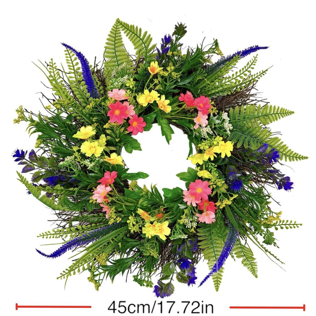 New Spring and Summer Texas Wildflower Wreath Simulation Flower Wreath Home Door Hanging Wall Decoration