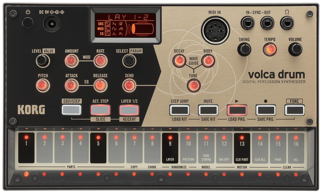 KORG Volca Drum Digital Percussion Synthesizer Rhythm Machine with Built-in Speaker and Headphone Compatible, Compact Size for Use Anywhere