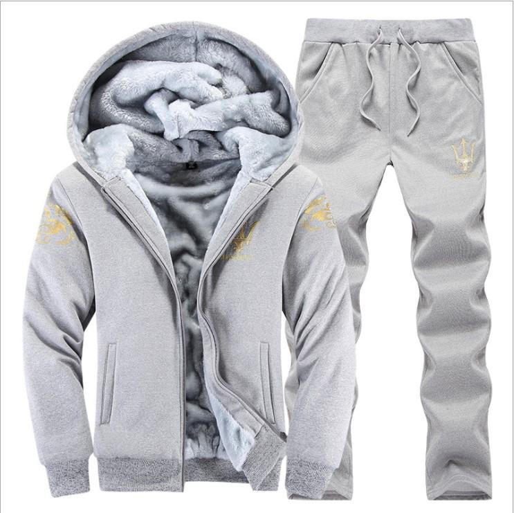 Pánská sportovní plus sametová baseballová bunda - Podzim/Zima Mikina s dlouhým rukávem na fitness