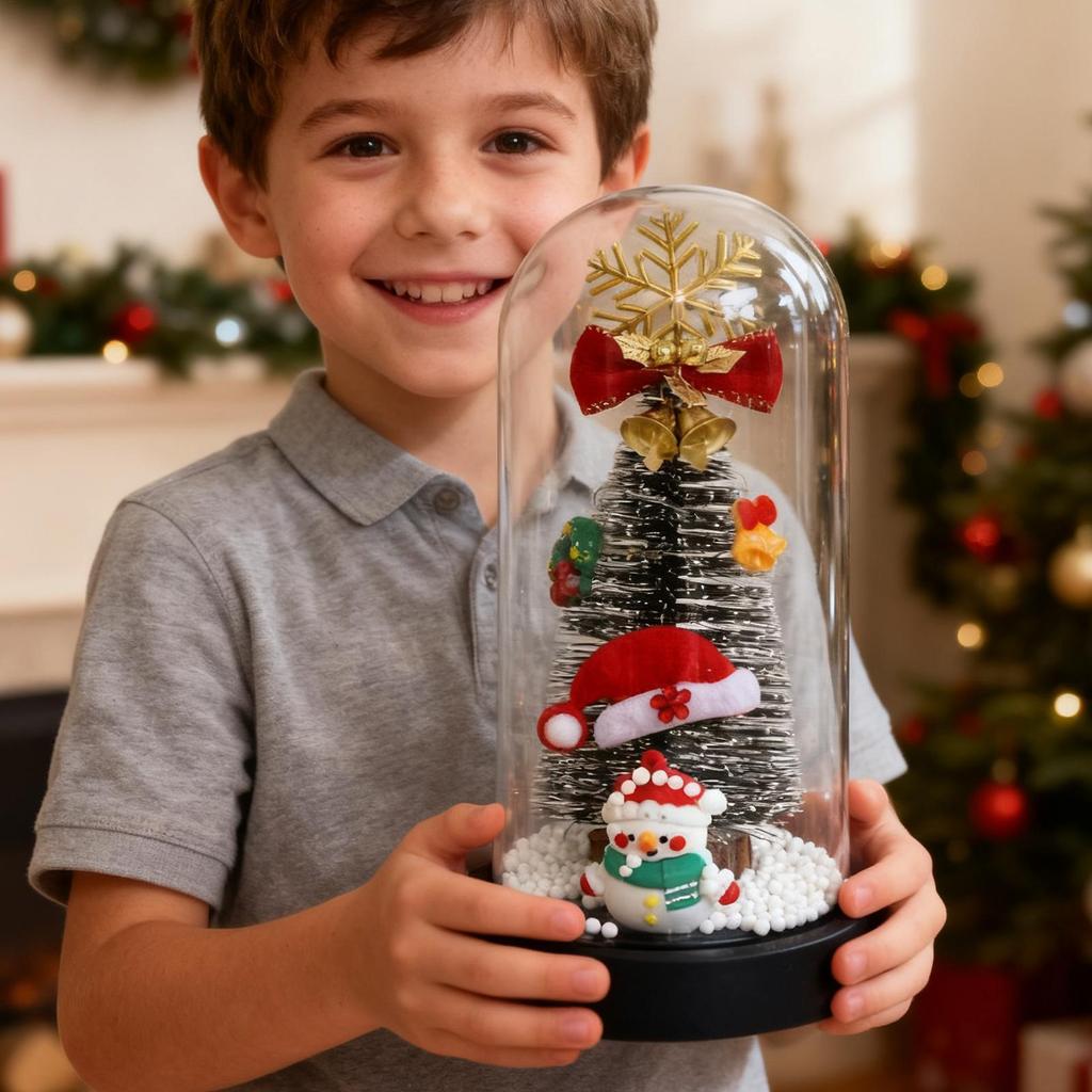 Christmas Nightlight Transparent Glass Christmas Decoration Lamp Glass Dome Ornaments Table Night Lights For Living Room Bedroom