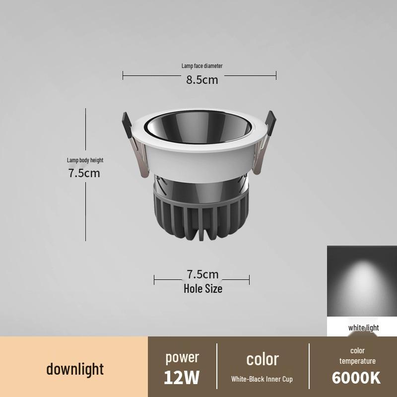 Spot încastrat fără ramă anti-orbire pentru sufragerii și holuri