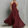 European and American spring and summer new cotton and linen blended simple backless sleeveless long dress