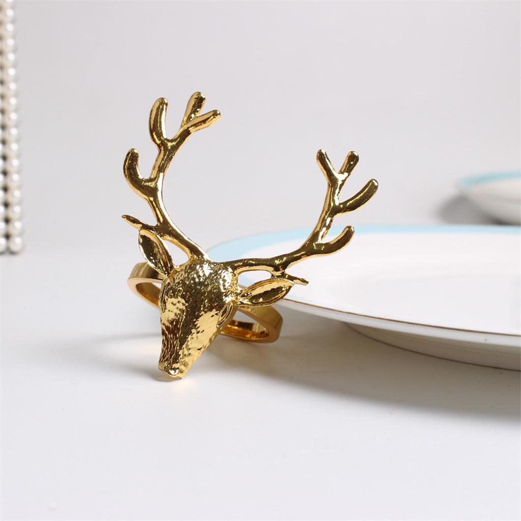 6 Pieces Hollow Out Deer for Head Napkin Rings Christmas Decoration Table Settin