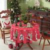New Christmas Round Tablecloth Red Waterproof and Dustproof Holiday Decoration Table Cloth Stain Resistant and Wrinkle Resistant