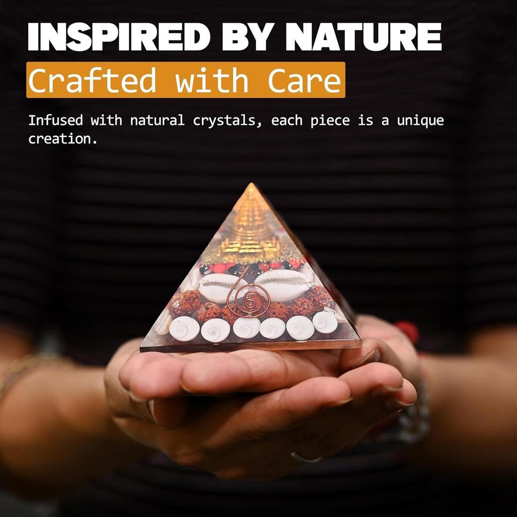 Shree Yantra Pyramid (90mm) – Original Gomti Chakra Vastu Item for Home & Office | Laxmi Pyramid for Positive Energy