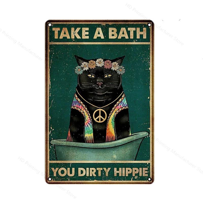 Black Cat Women Metal Sign Vintage 30 *20cm Tin Plaque Coffee Yoga Bedroom Club Decoration Home Vintage Art Plate Wall Poster