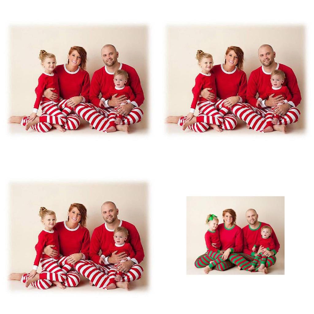 Set Pigiama Coordinato per Famiglia di Cotone Misto per Natale