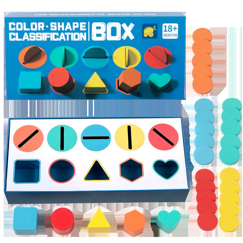 

Монтессори Деревянная Коробка для Сортировки по Форме и Цвету: Развивающая игрушка для детей